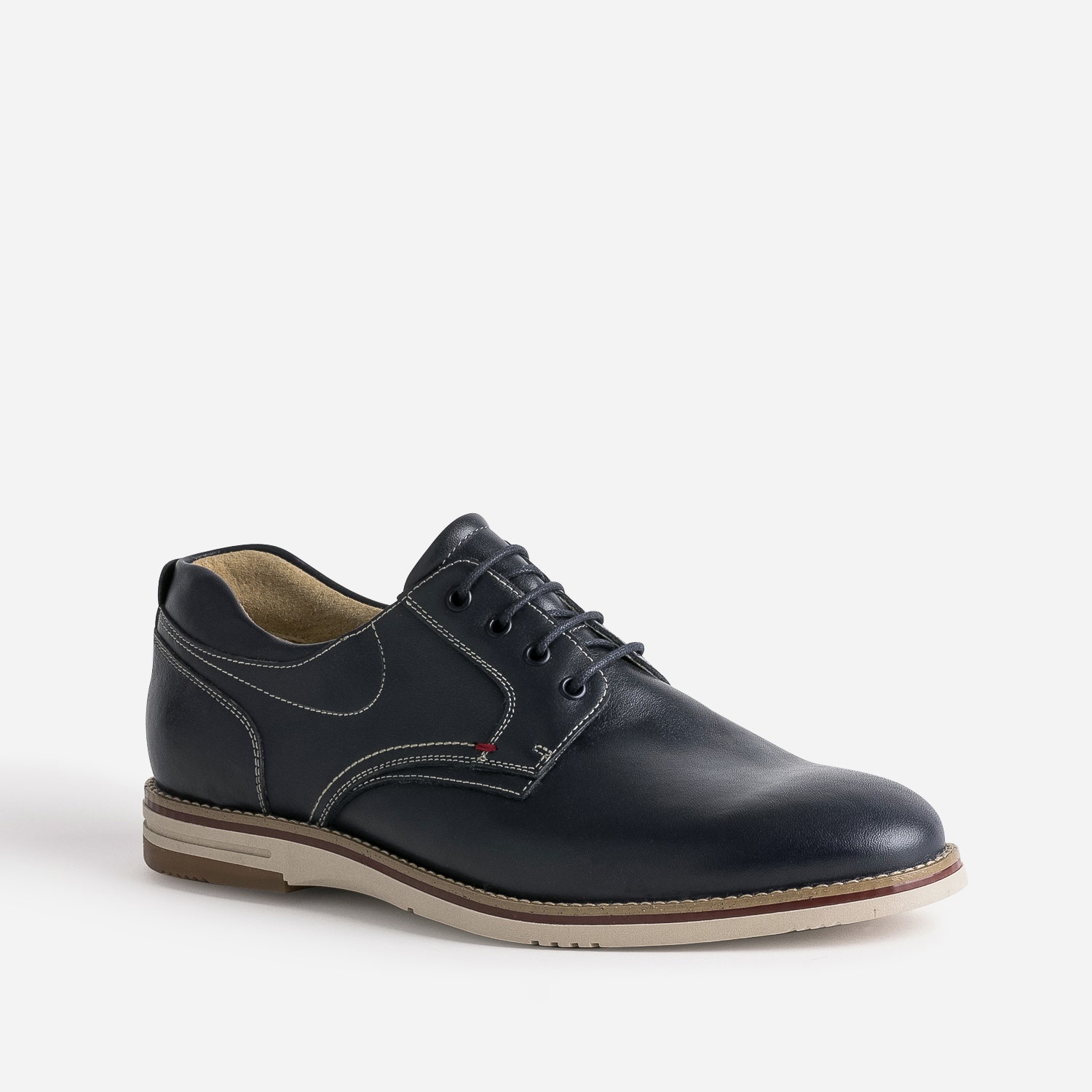 Derby confort marine éco-conçu en cuir