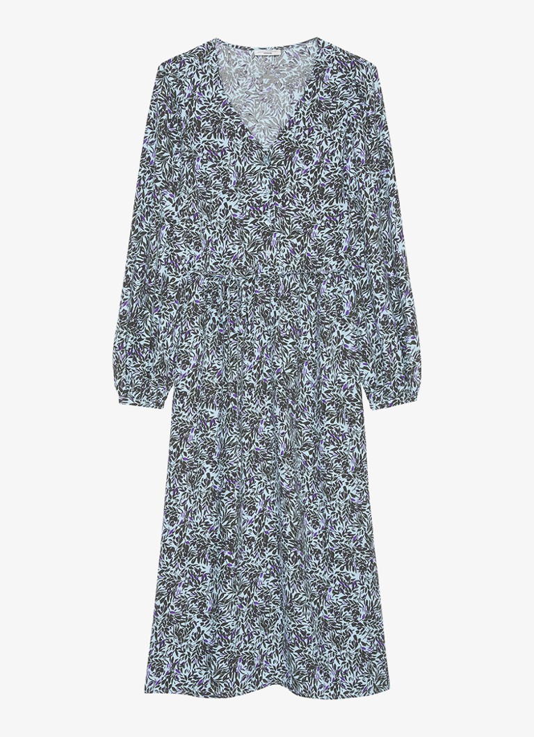 Vestido midi de mezclilla estampada con escote en V de Marc O'Polo
