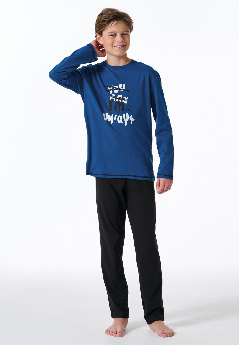 Schlafanzug lang Chillout indigo - Nightwear