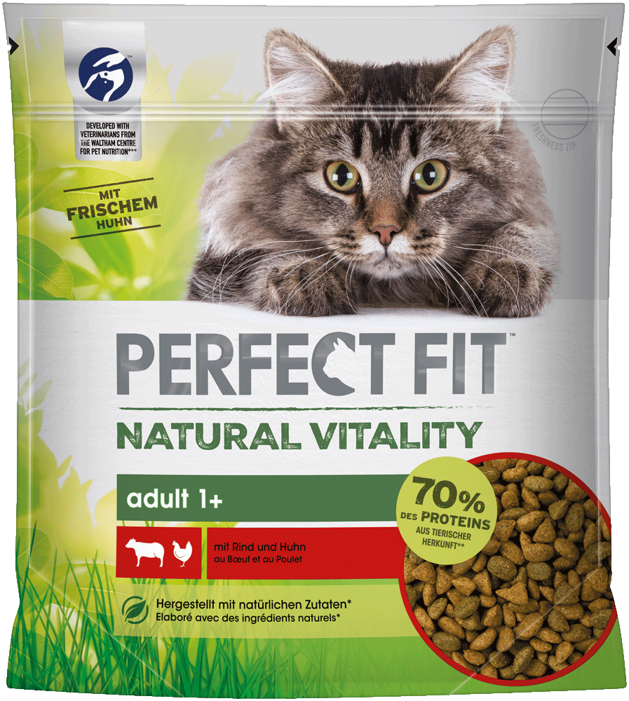 PERFECT FIT Trockenfutter PERFECT FIT Natural Vitality Adult +1 Sparpaket 6x650g Rind & Huhn