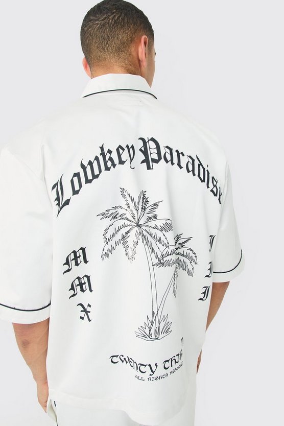 Oversized Lowkey Paradise Satin Shirt
