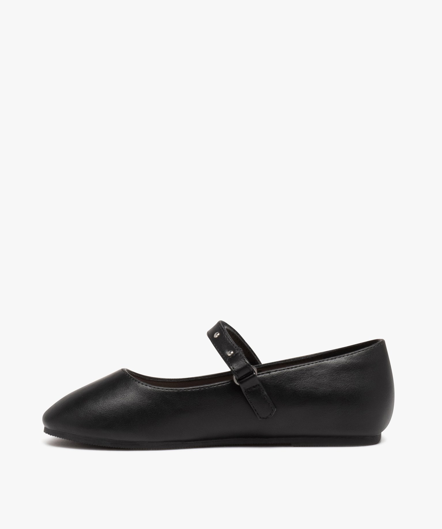Ballerines fille unies à bride scratch cloutée noir | GEMO