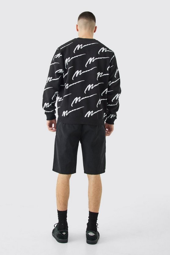 Tall Oversize Man Signature Sweatshirt mit Print
