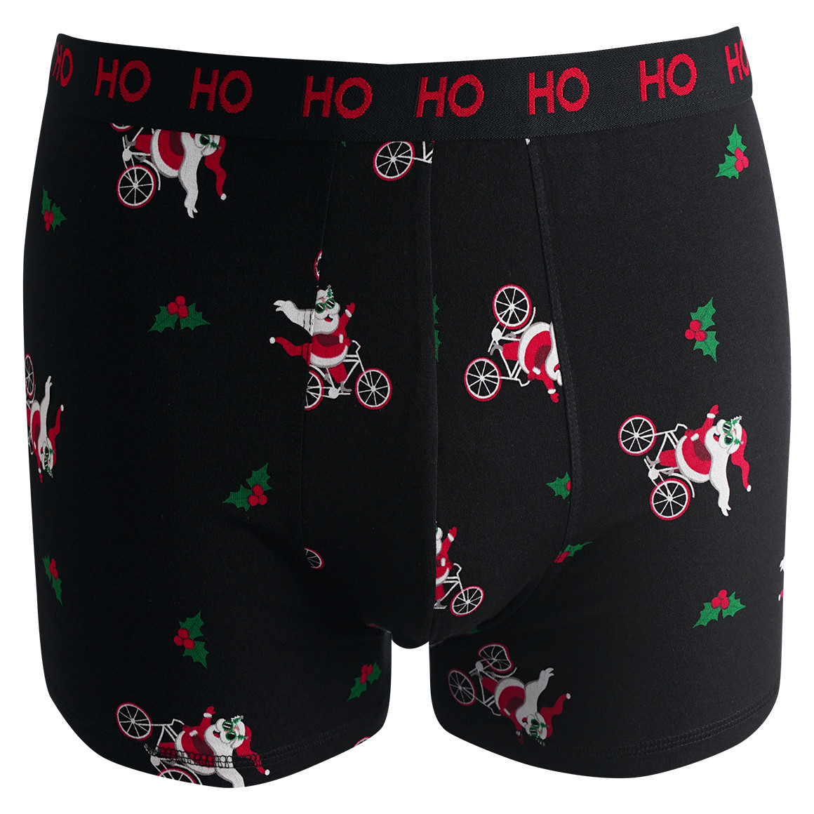 Herren Retroshorts mit Santa auf Fahrrad