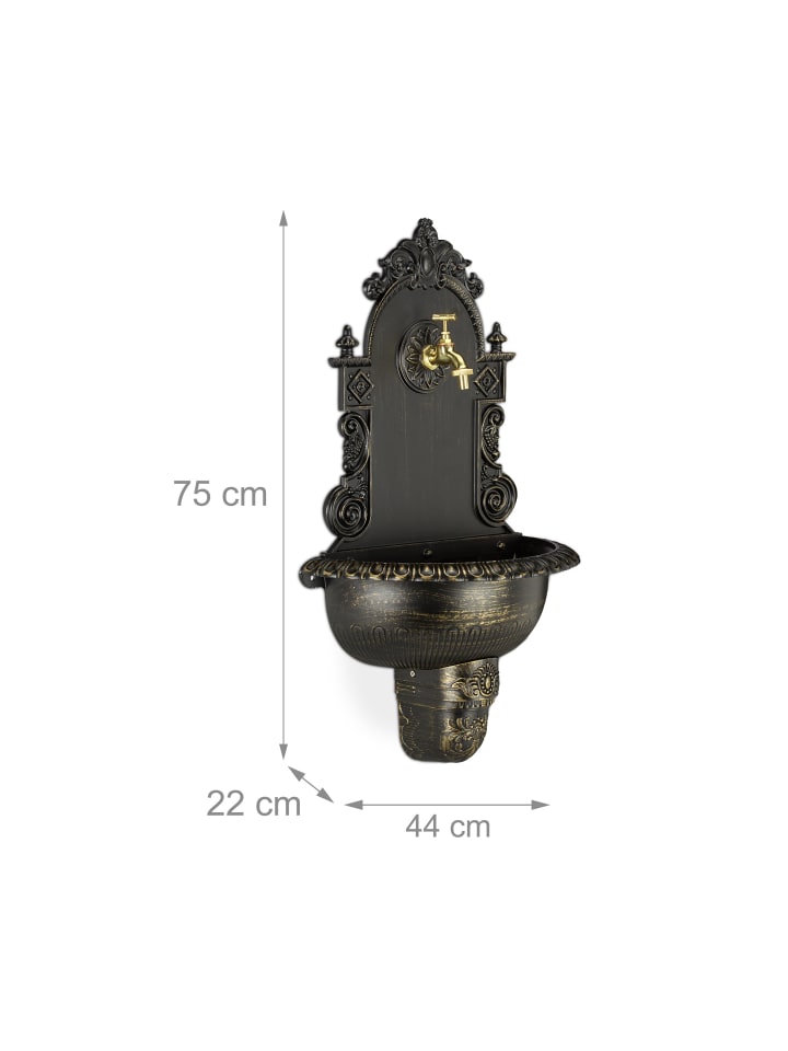 relaxdays Wandbrunnen in Schwarz - (B)44x (H)75 x (T)22 cm günstig kaufen onesize