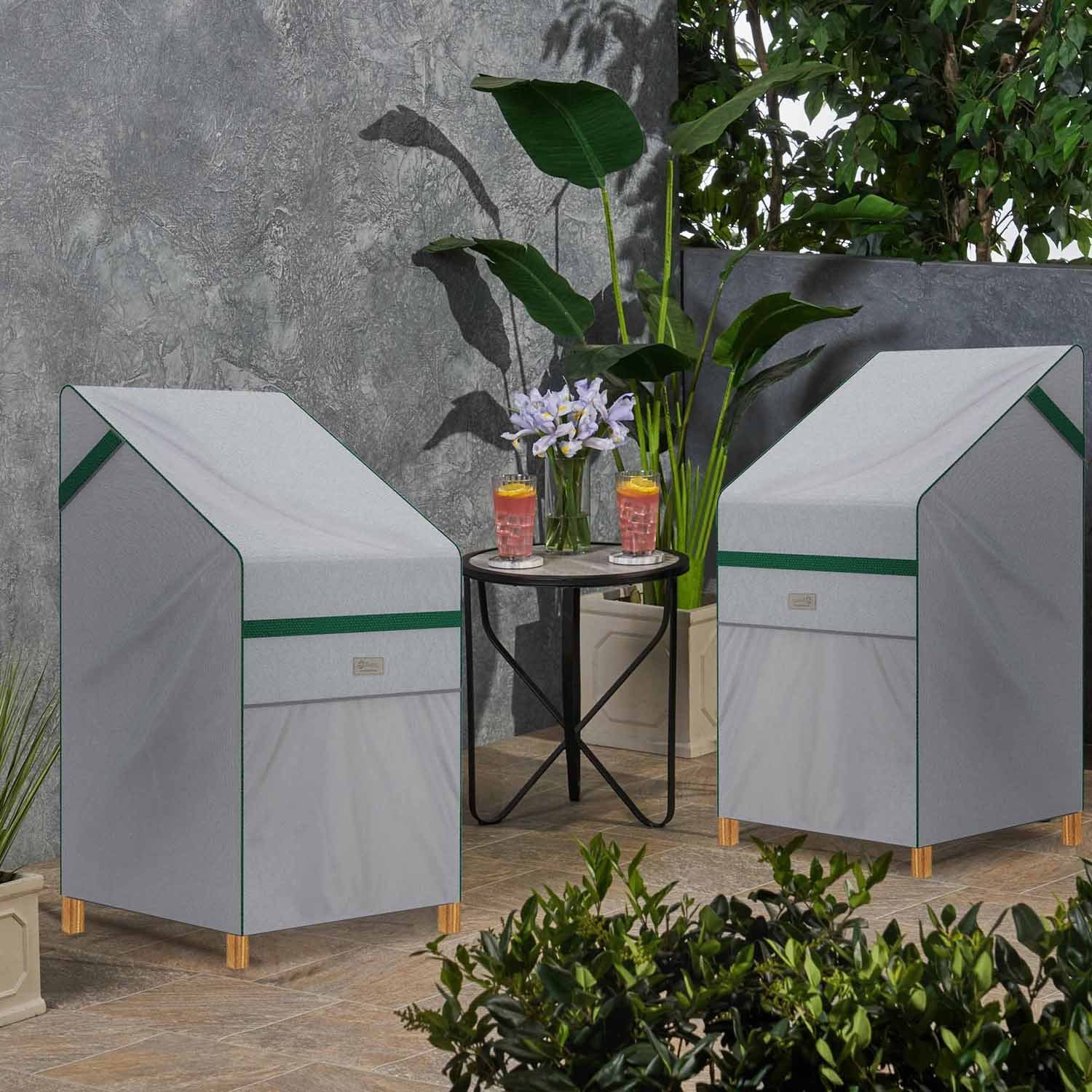 Sekey Gartenmöbel-Schutzhülle Gartenstühle Abdeckung, Schutzplane Wasserdichte Gartenmöbel, für Balkon Stapelstuhl Garten, Gartenstühle klappbar