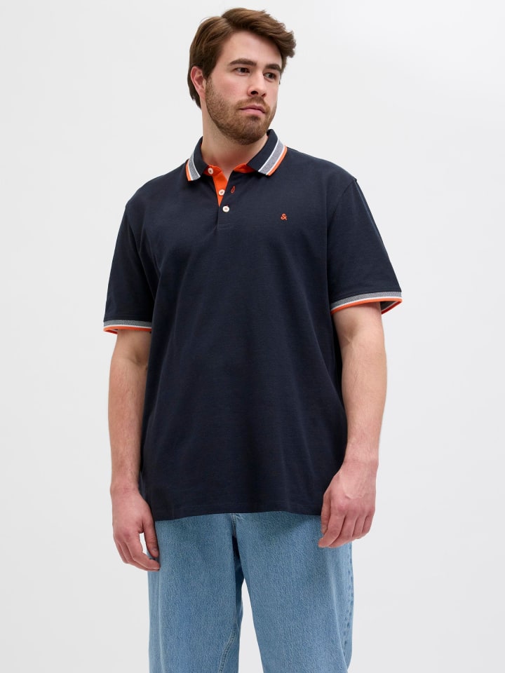 JACK & JONES PLUS Poloshirt in Black Navy günstig kaufen
