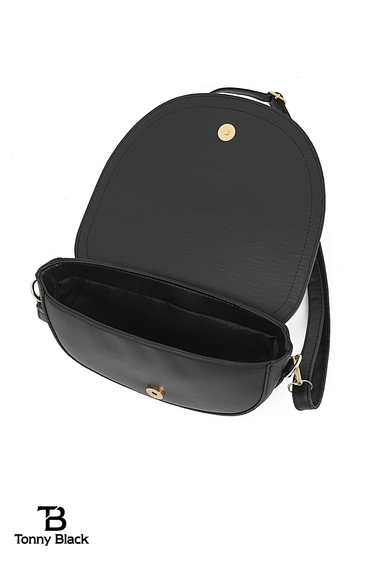 Tonny Black  Original Cross Strap Schwarz Creme Kontrast Design Stilvolle minimalistische Hand- und Schultertasche mit Schloss-Accessoire
