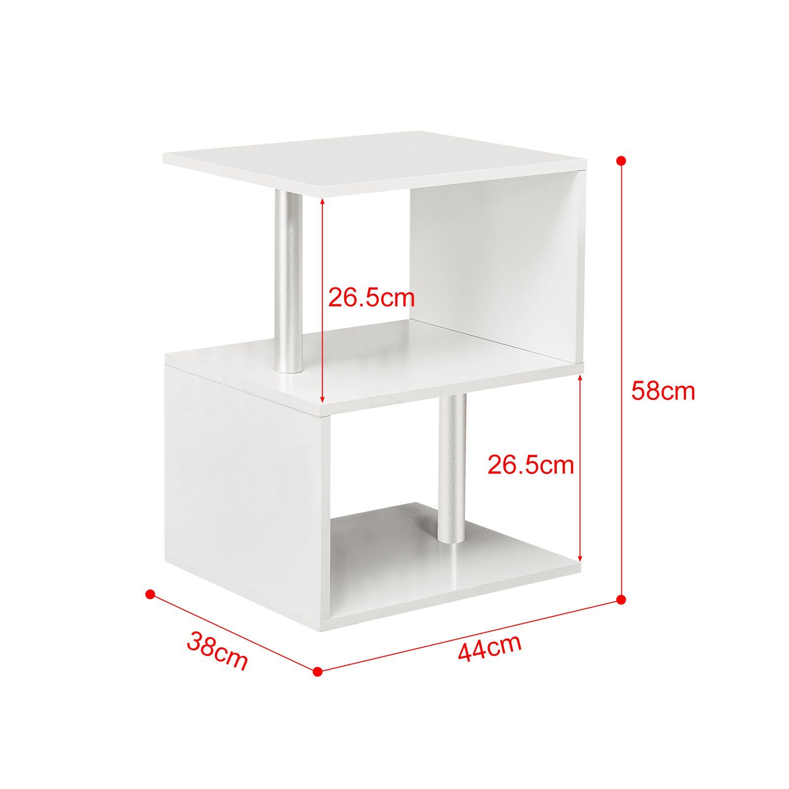 CLIPOP Nachtkommode S-Form Nachttisch, 44x38x58cm Beistelltisch mit LED