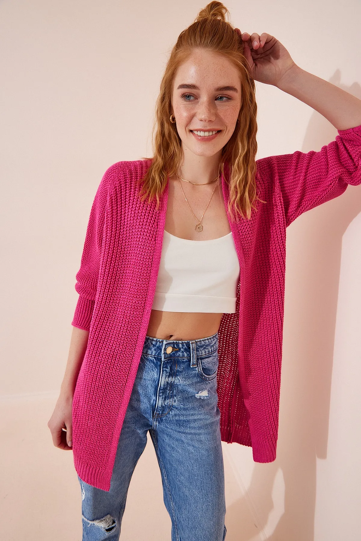 Happiness İstanbul  Strickjacke - Rosa - Regular Fit