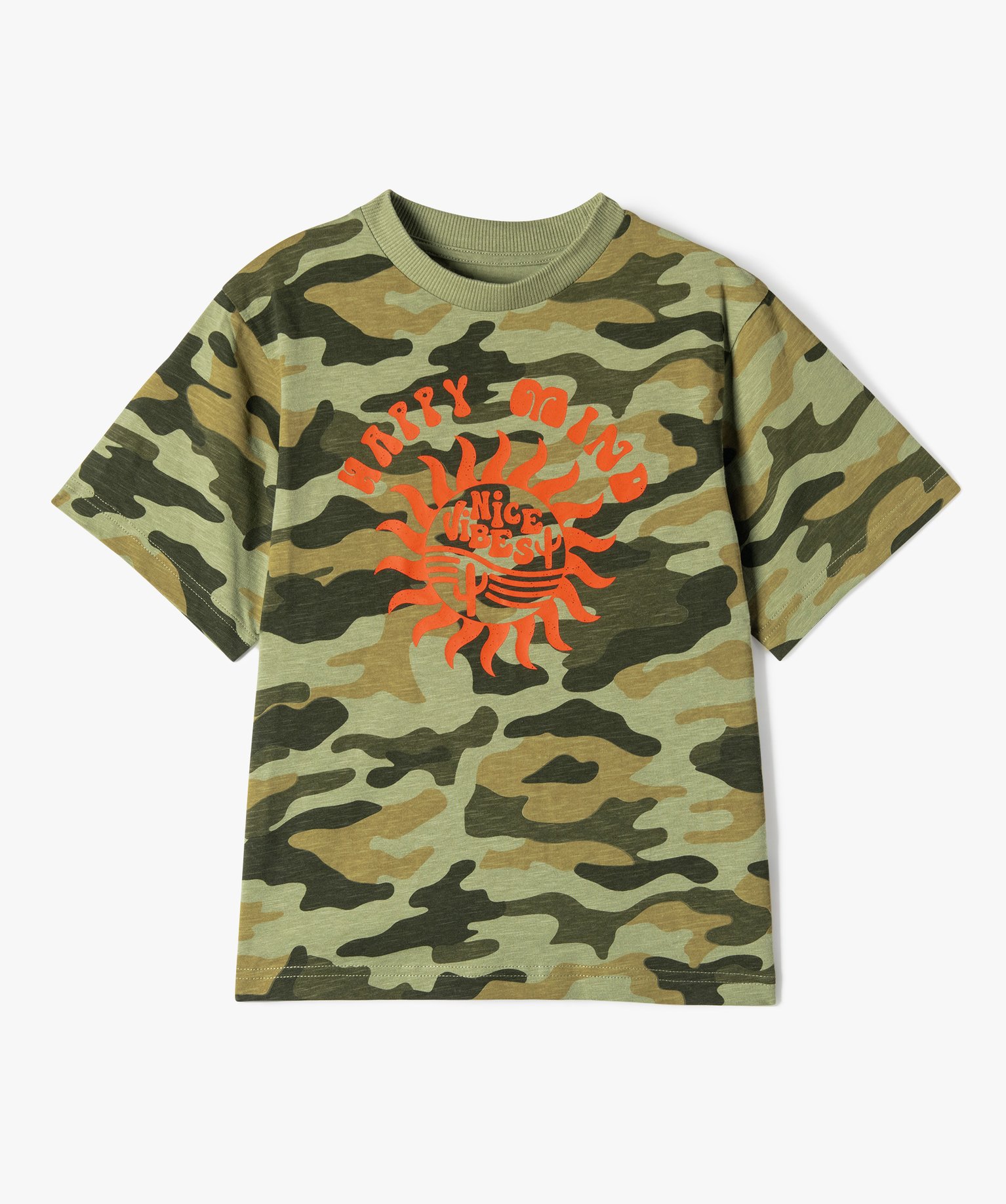 Tee-shirt Garçon à manches courtes à motif camouflage imprime | GEMO