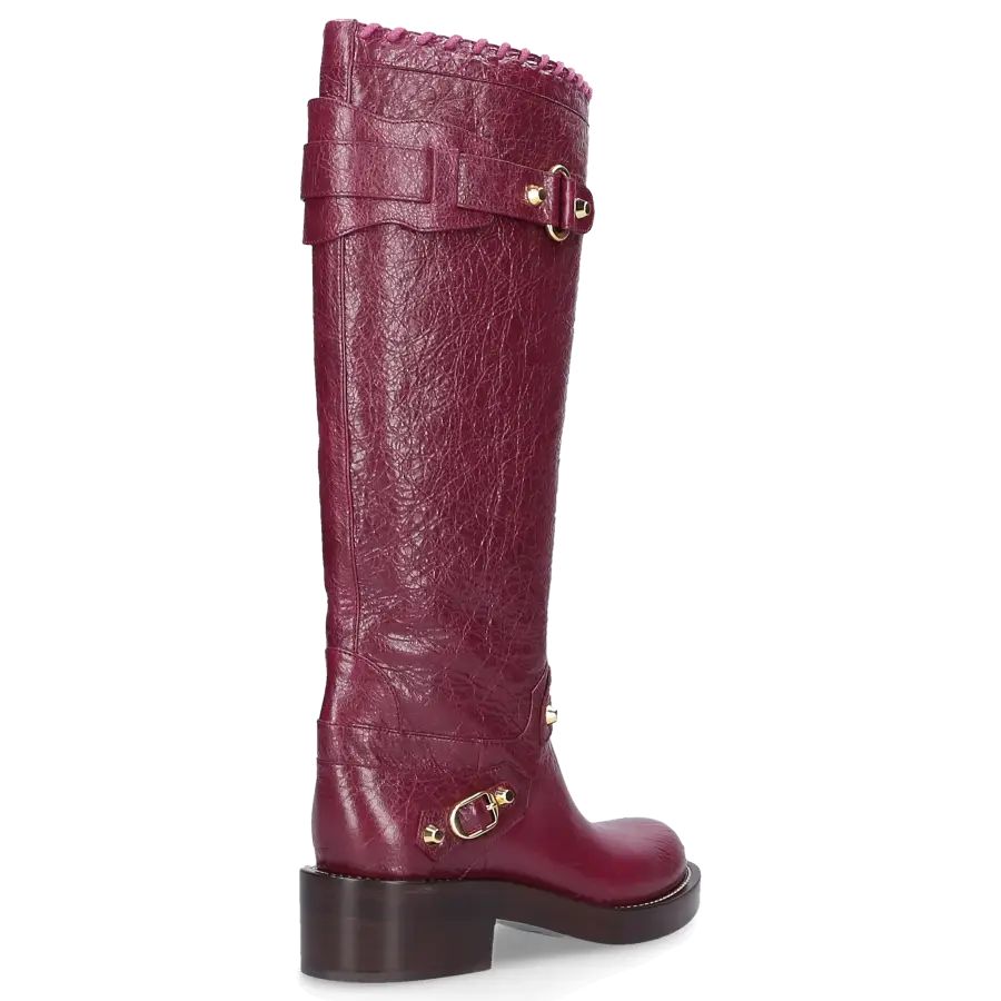 Balenciaga - Stiefel Rot Lammleder Metallverzierung Zierschnalle bordeaux - rot