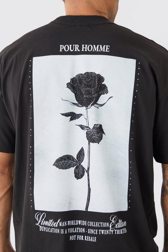 Oversize T-Shirt mit Rosen-Print