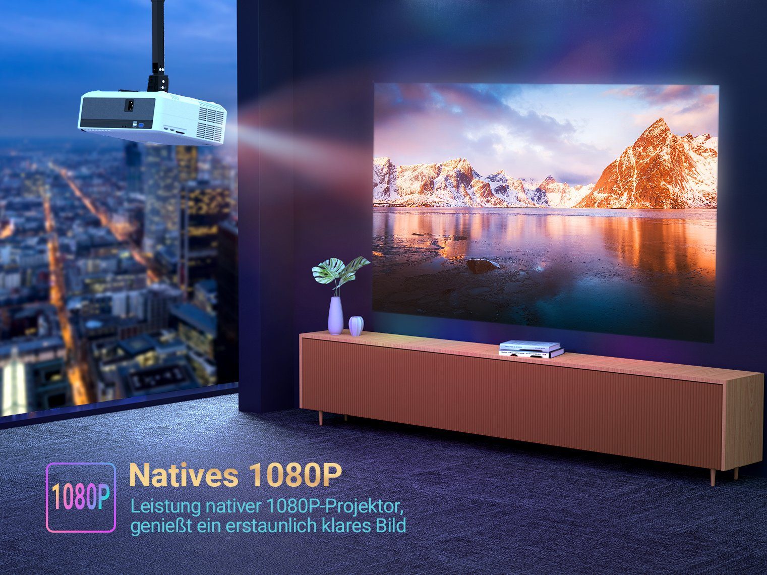 VANKYO Performance V630W Beamer (7000 lm, 1000:1, 1920*1080 px, WiFi Mini Beamer 7000 Lux Full HD, Heimkino, Support HDMI iOS/Android)