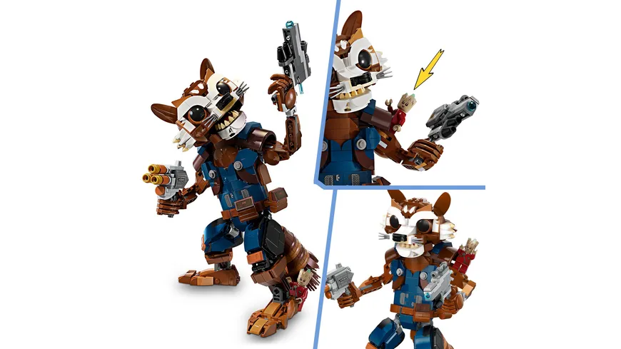 LEGO Marvel 76282 Rocket & Baby Groot, baubares Superhelden–Spielzeug