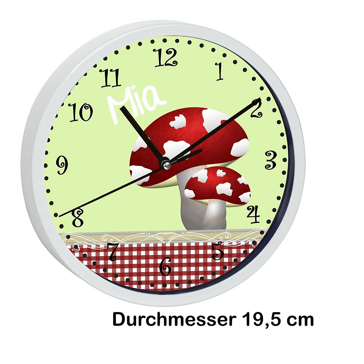 Kinder Wanduhr personalisiert mit Name Glückspilz