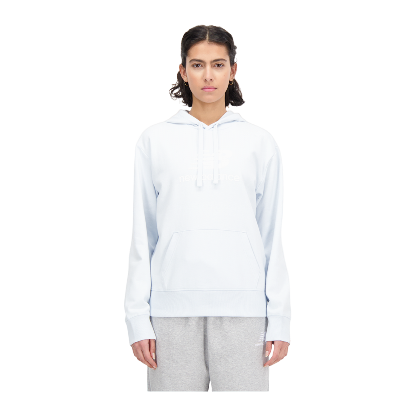 New Balance Stacked Oversized Hoody Damen Blau