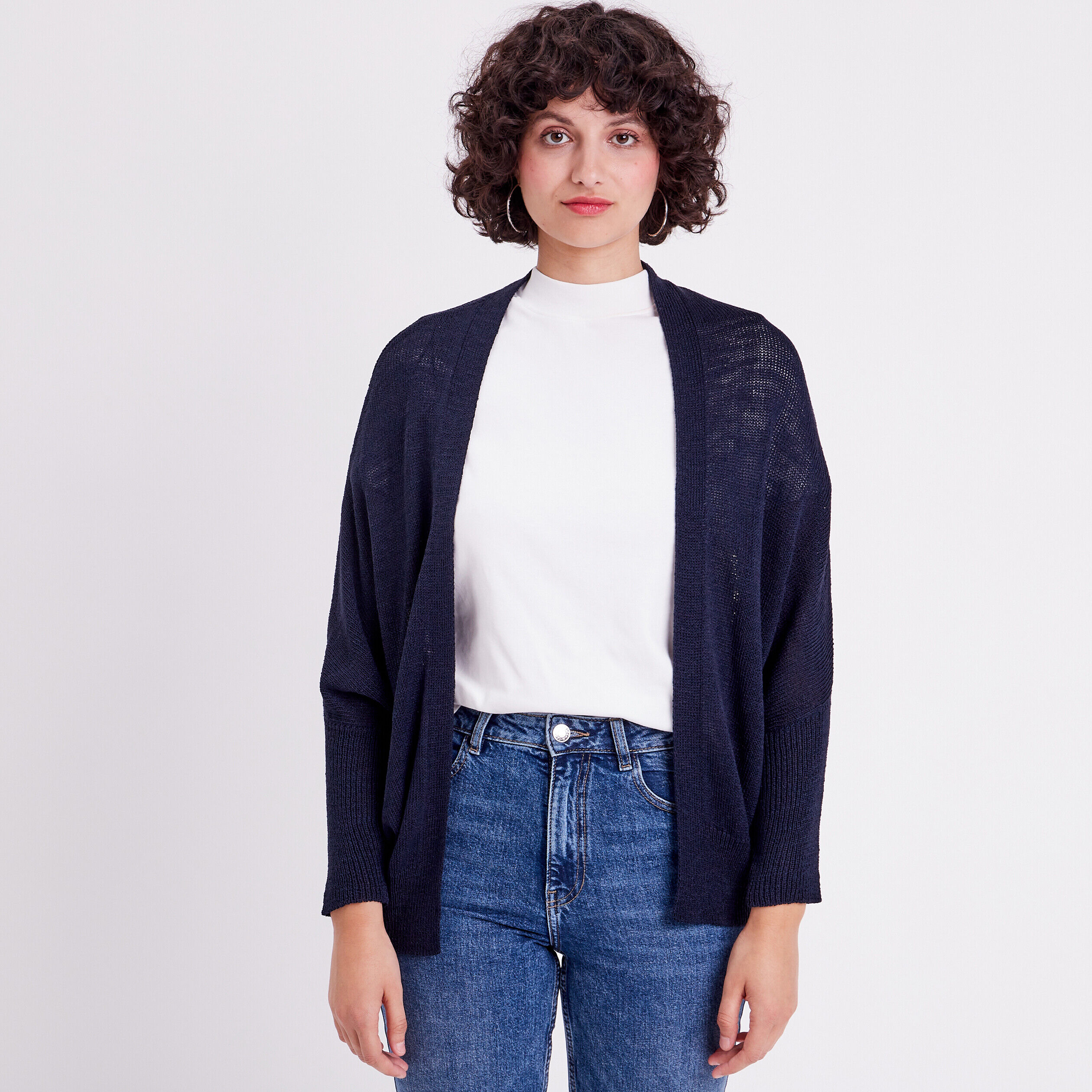 Gilet manches papillons bleu marine femme | Cache Cache