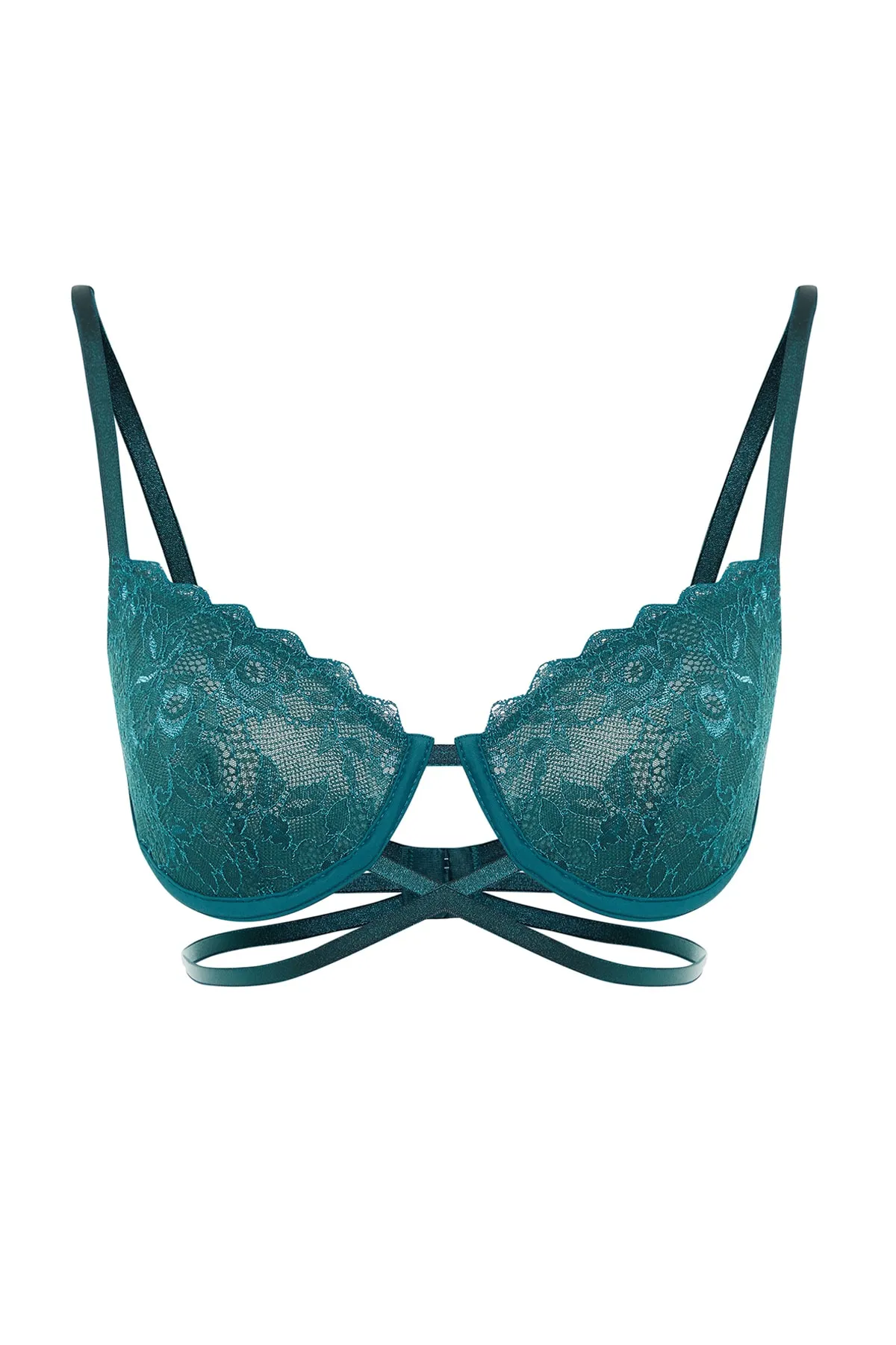 Trendyol Collection  BH mit Seilträgern und Spitzenpaspelierung in dunklem Öl THMAW23SU00151