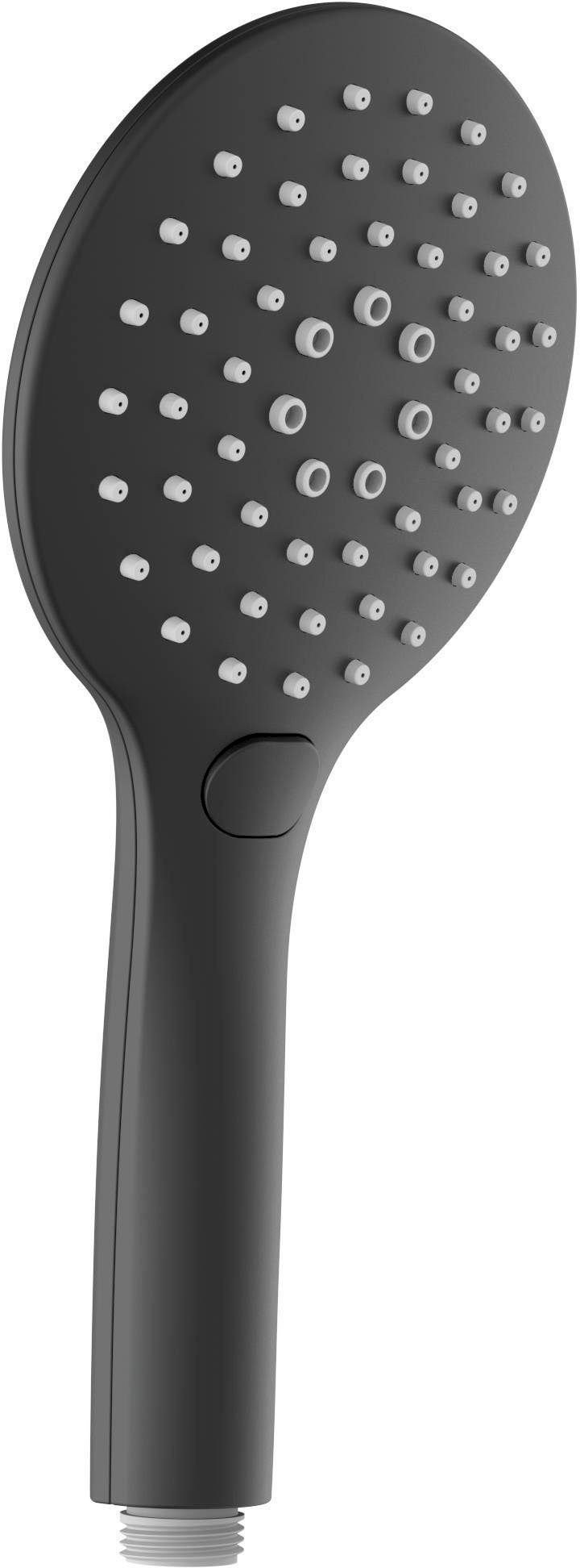 Schütte Duschsystem BLACK, Höhe 70 cm, 3 Strahlart(en), Überkopfbrauseset mit Thermostat, höhenverstellbar