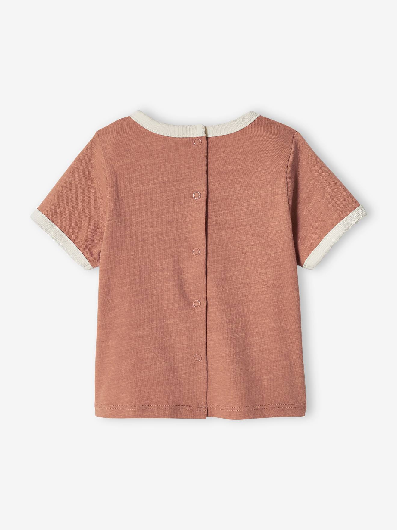 T-shirt bébé en coton flammé manches courtes noix de pécan