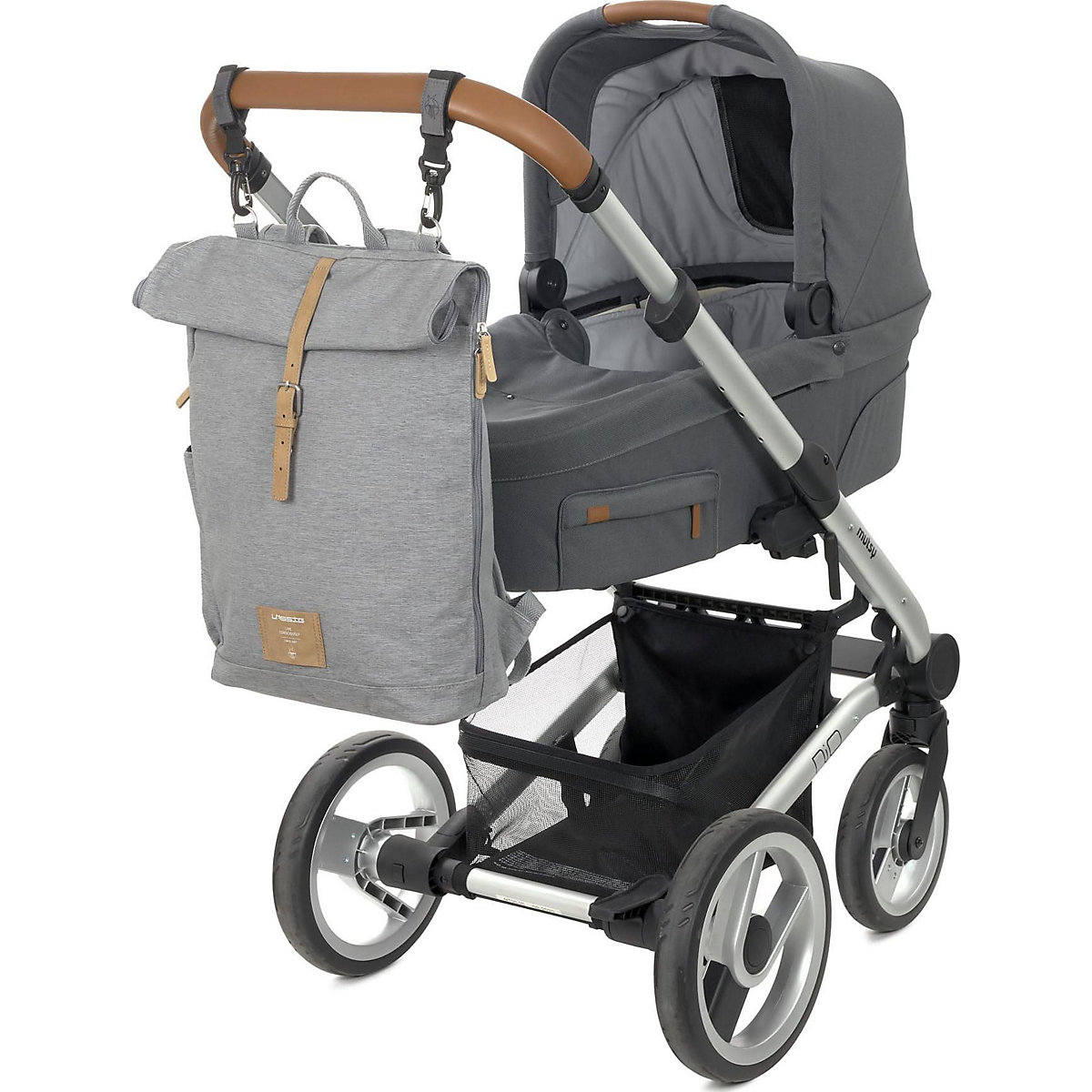 Wickelrucksack Rolltop grey/mélange, inkl. Zubehör & Wickelunterlage