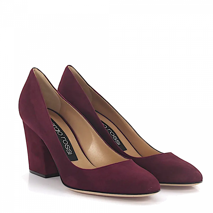Sergio Rossi - Pumps Kalbsleder Veloursleder bordeaux - rot