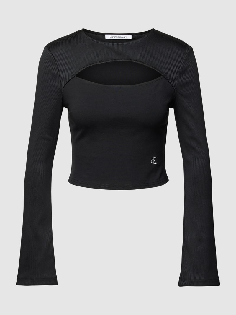 Cropped Longsleeve mit Cut Out Modell 'MILANO' in black