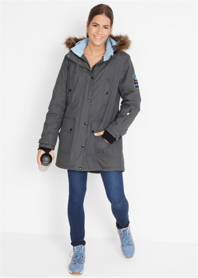 Funktions-Outdoor-Longjacke mit Kapuze