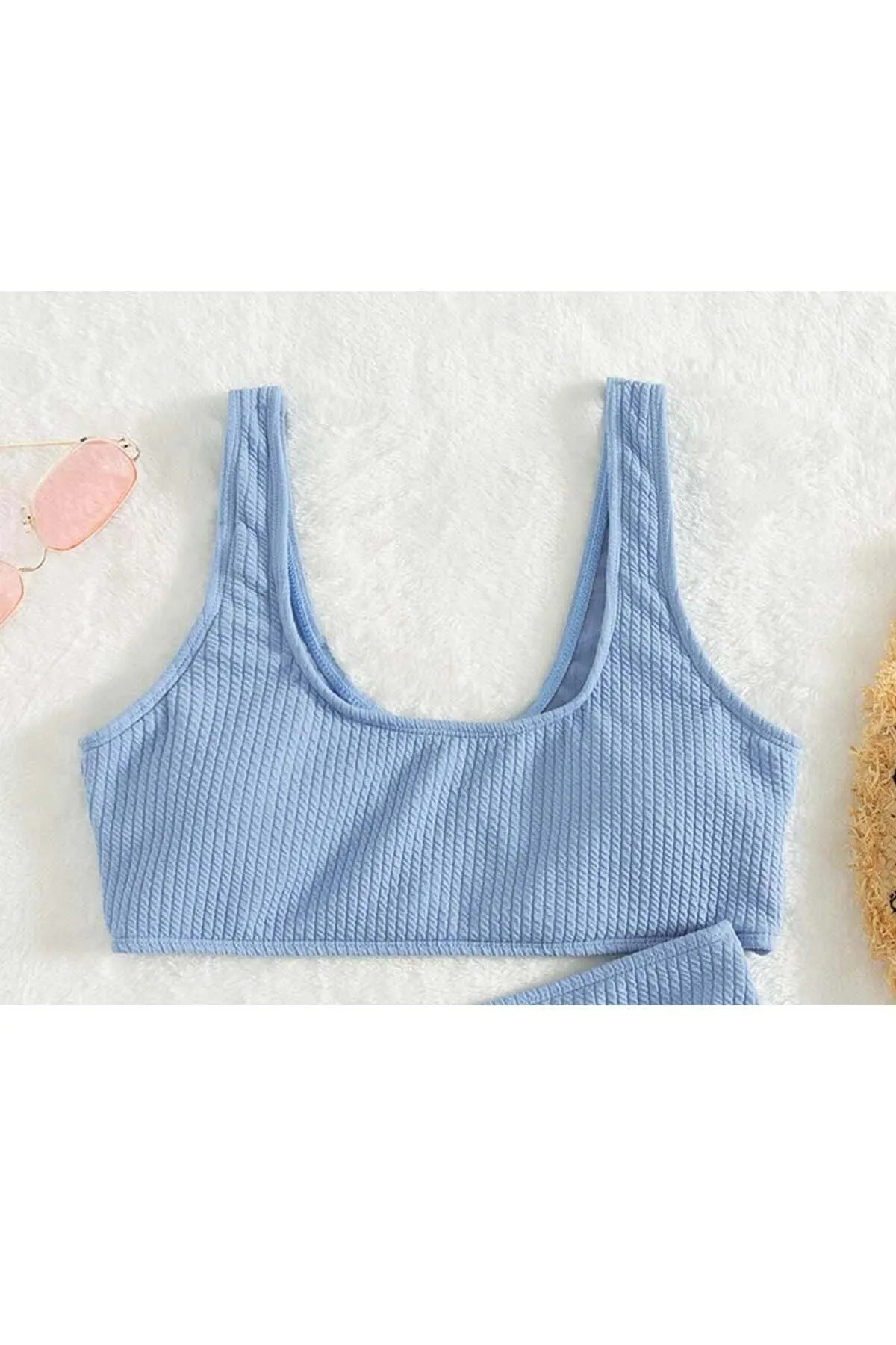 Angelsin  Beruflic Tankini-Bikinioberteil aus Spezialkordelstoff, Blau