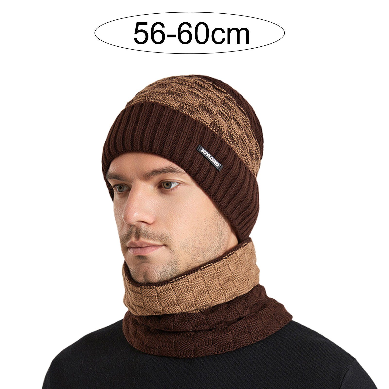 Rutaqian Strickmütze Wintermütze Strickmütze mit Schal 2 In 1 Wintermütze Schal Set, Warme Beanie Hat und Winterschal