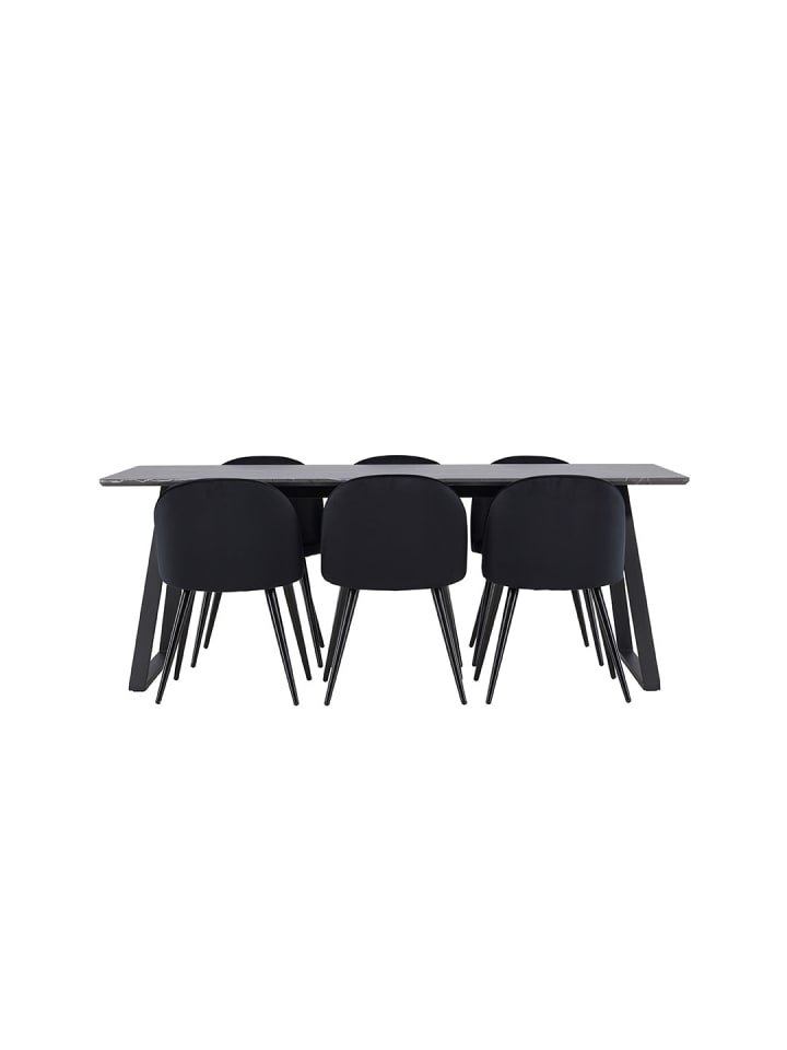 ebuy24 Essgruppe Malaga (7-teilig) Schwarz 200 x 90 cm günstig kaufen onesize