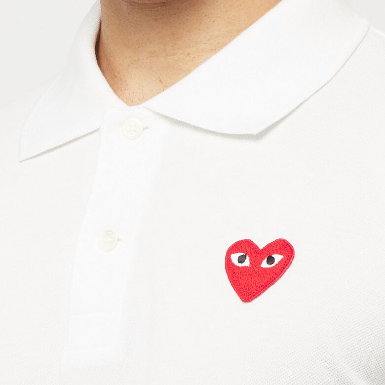 Comme des Garcons Play Play Polo Shirt Red Heart white