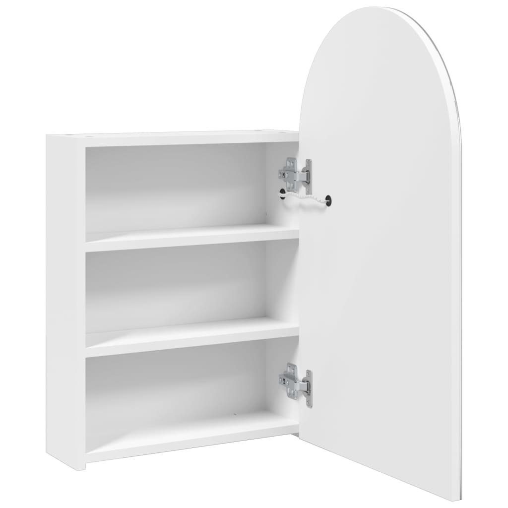 vidaXL Badezimmerspiegelschrank Spiegelschrank mit LED-Beleuchtung Gewölbt Weiß 42x13x70 cm (1-St)