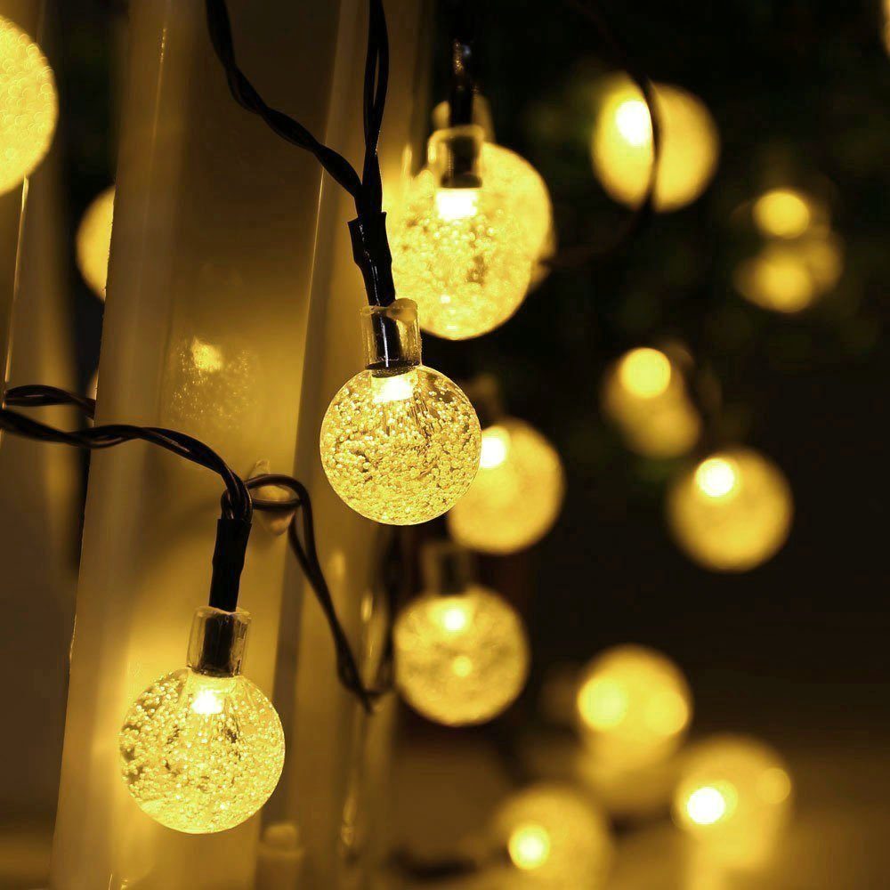 Salcar LED Solarleuchte LED Kugel-Lichterkette Außen Solar Gartenleuchte, 2 Leuchtmodi, Warmweiß