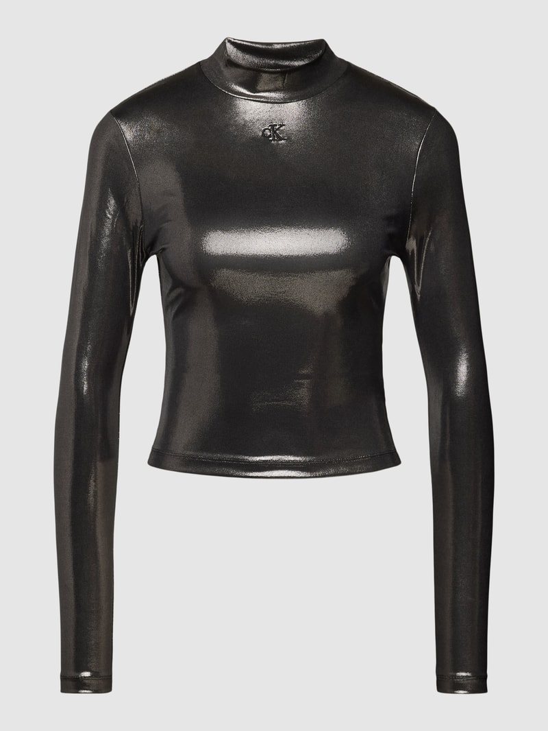 Cropped Longsleeve in metallic in black