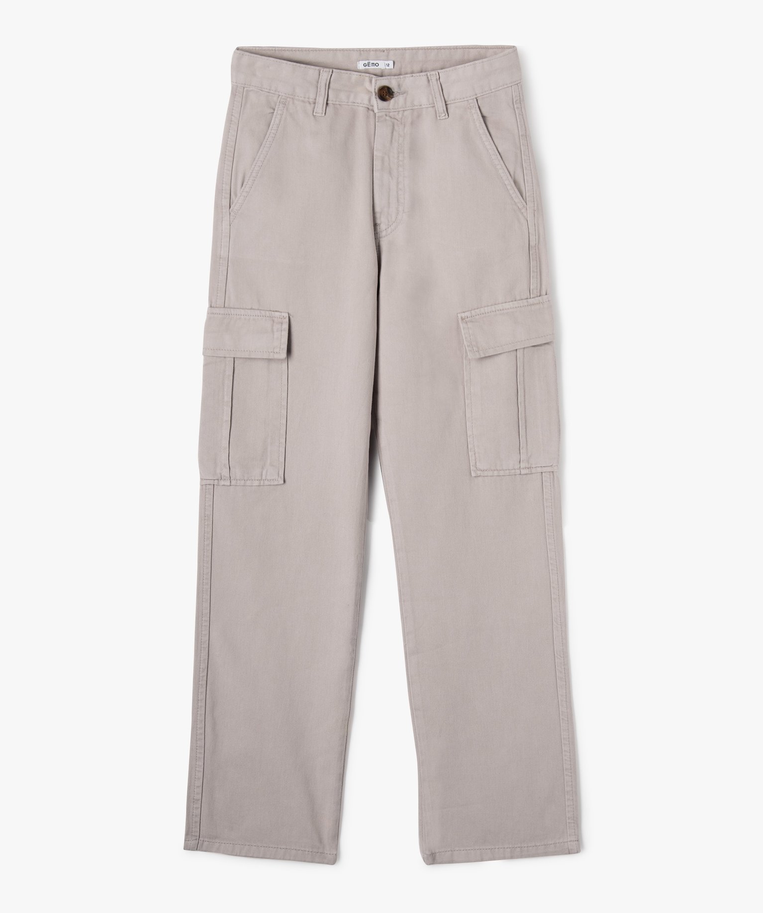 Pantalon cargo en toile de coton fille gris | GEMO