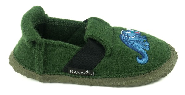 Nanga ~ Schurwoll Hausschuh ~ Dino (dunkelgrün)