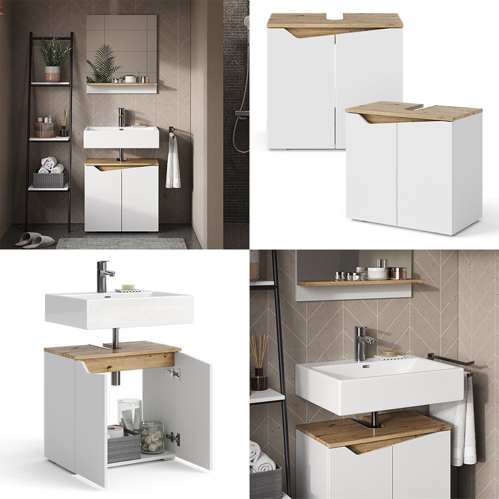 Vicco Waschbeckenunterschrank Badezimmerschrank MARELLE Weiß/Artisan