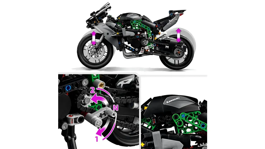 LEGO 42170 | Technic Kawasaki Ninja H2R Motorrad 42170, Geschenk für Kinder
