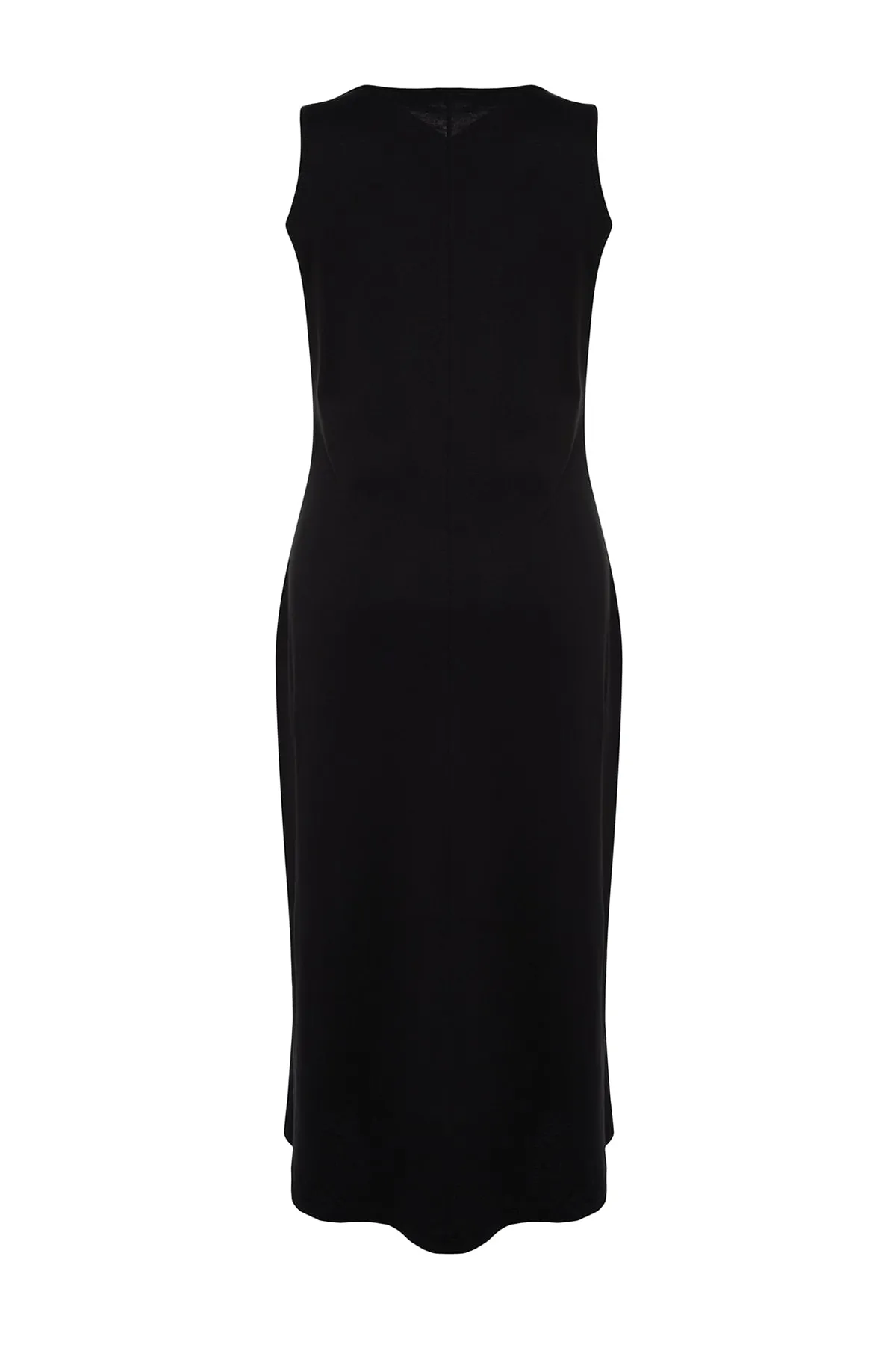 Trendyol Curve  Schwarzes, gerade geschnittenes Strickkleid mit Schlitz TBBSS22AH0162