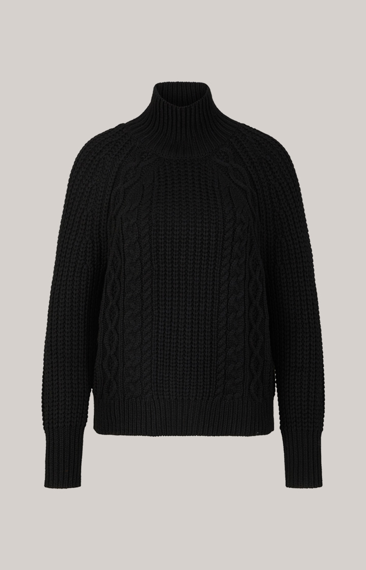 Schurwoll-Mix-Pullover in Schwarz