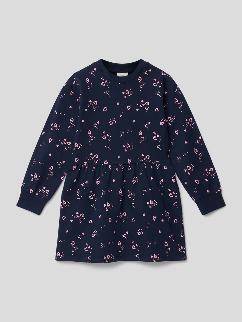 Sweatkleid mit Allover-Muster in marineblau