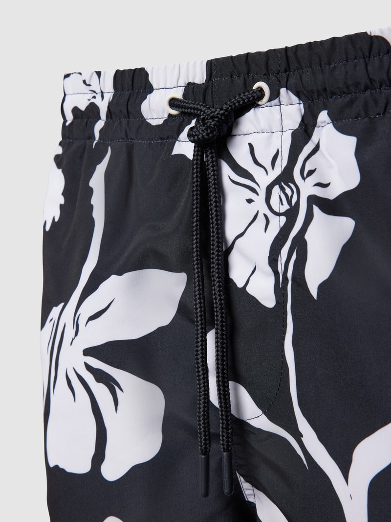 Badehose mit Allover-Muster Modell 'TED' in dunkelblau