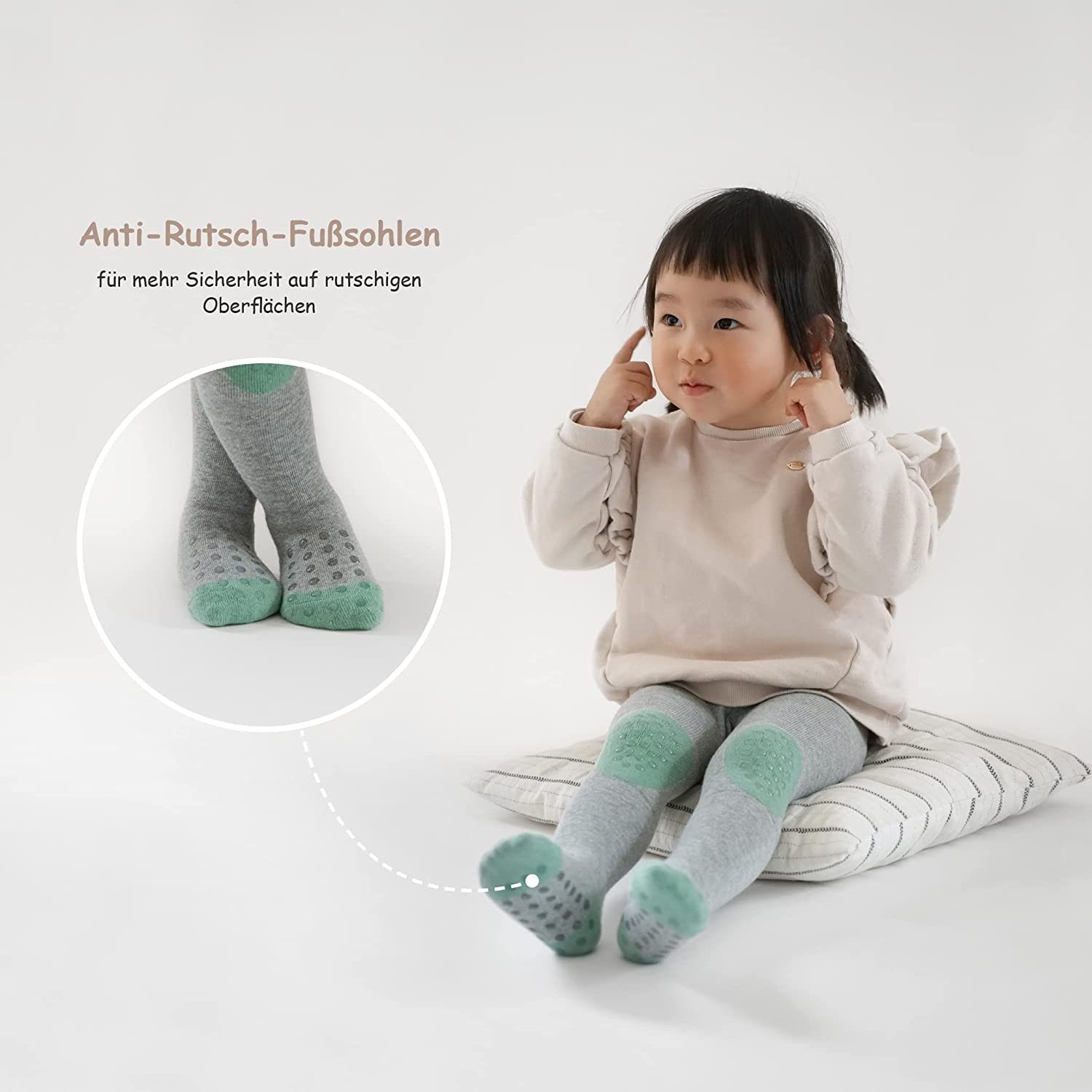 Petinard Label Strumpfhose Winter-Herbst geeignete Krabbelstrumpfhose mit Anti-Rutsch Noppen (2-er Set)