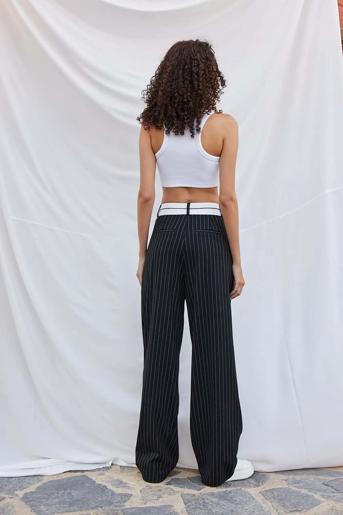 VATKALI  Gestreifte, maskuline Palazzo-Hose