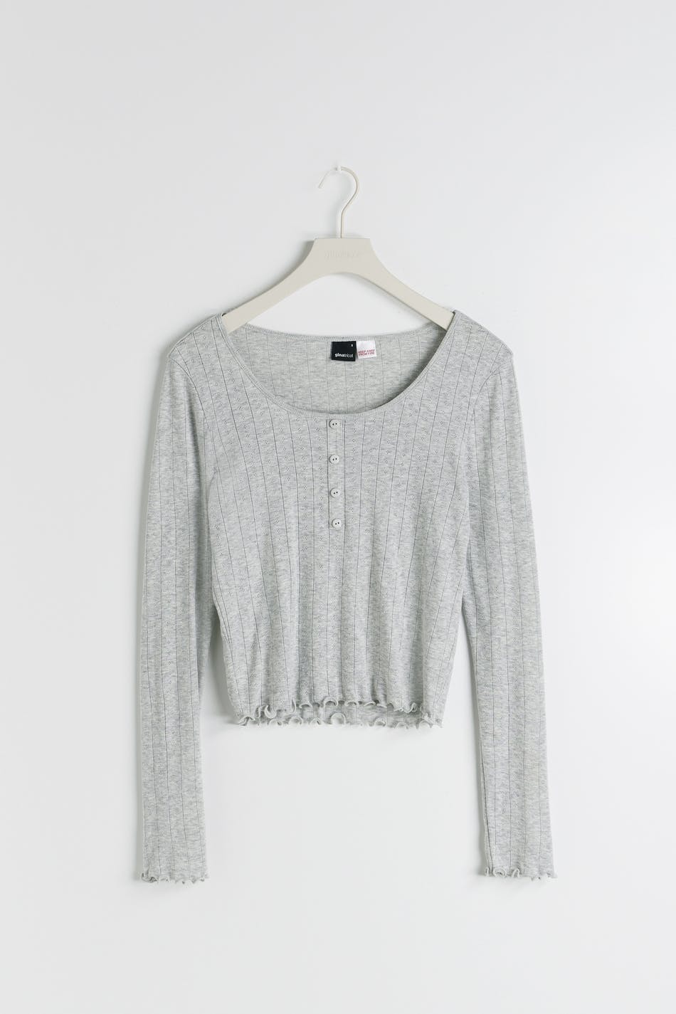 Pointelle long sleeve top