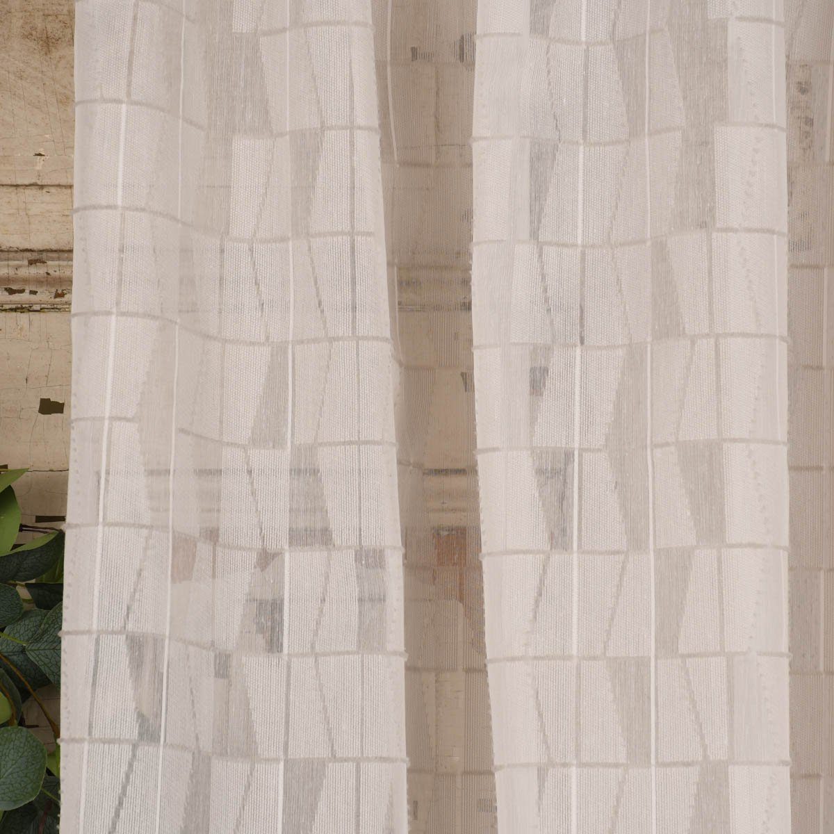 Meterware Rasch Textil Gardinenstoff Stores Scherli Rechtecke abstrakt ste300cm, stark perforiert, Kunstfaser, überbreit
