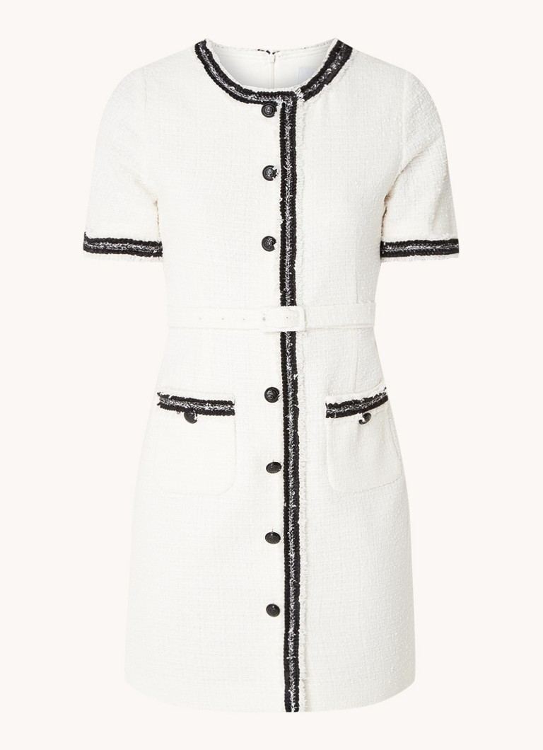Rochie scurtă Charlie de la LKBennett, efect tweed, cu curea.