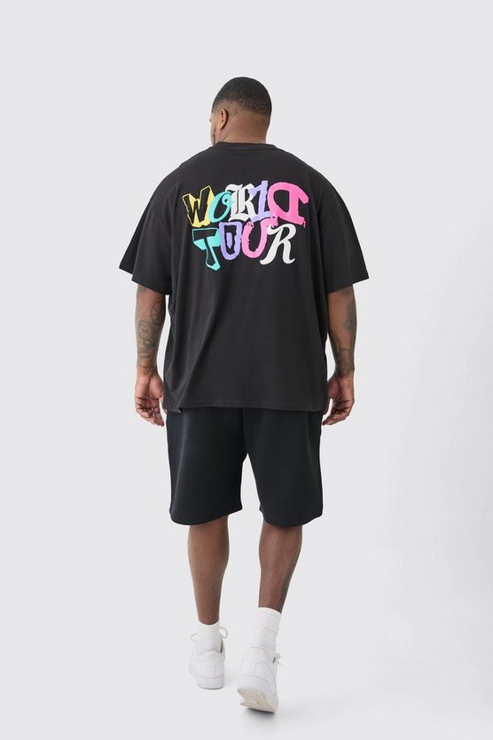 Plus Oversize T-Shirt mit World Tour Print